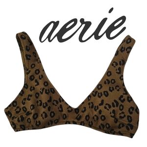 Aerie Leopard Print Bikini Top Size M